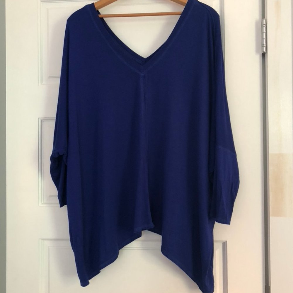 Cha Cha Vente V-Neck Draped tunic - Colbalt Blue